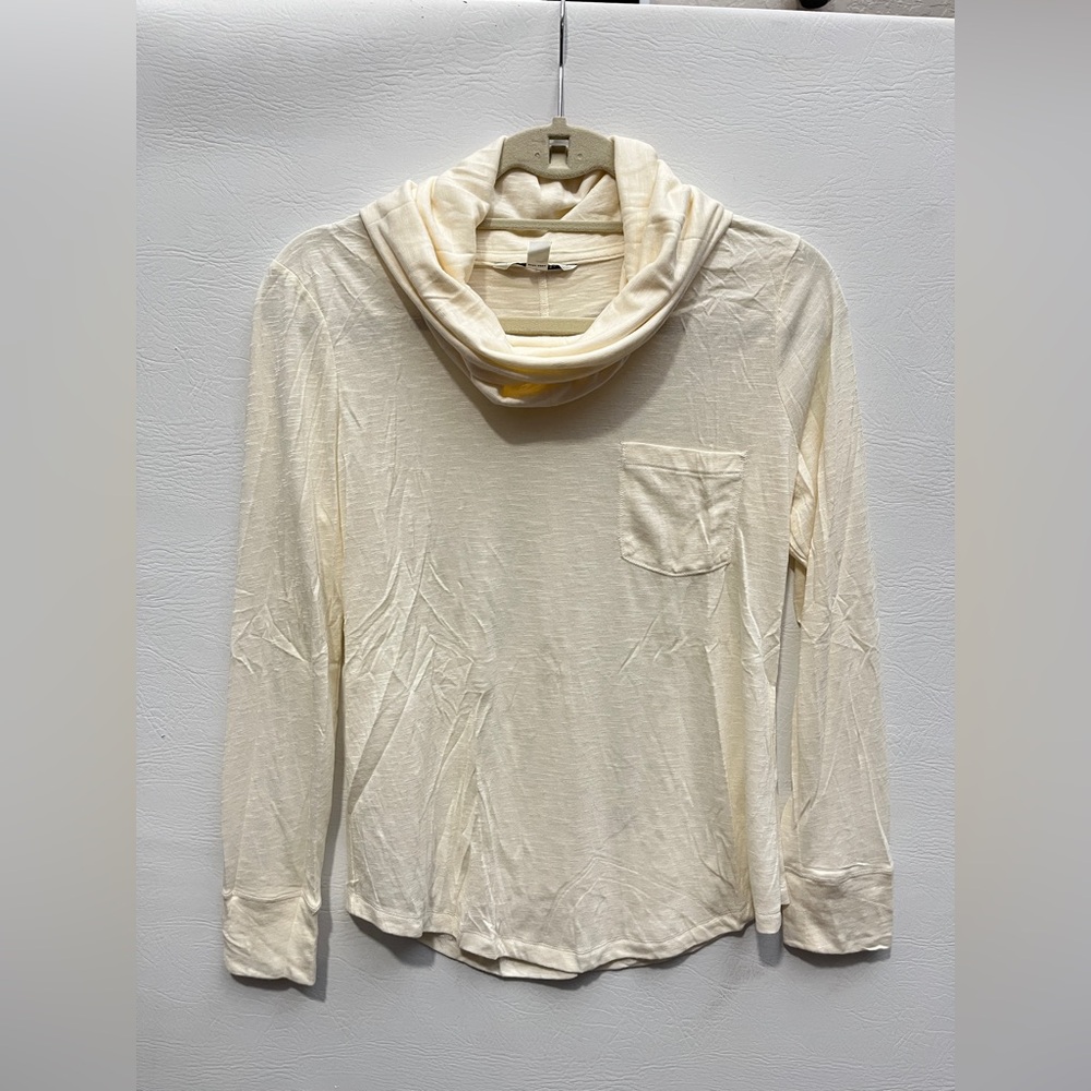Banana Republic Cream Long Sleeve Cowl Neck Tee Medium